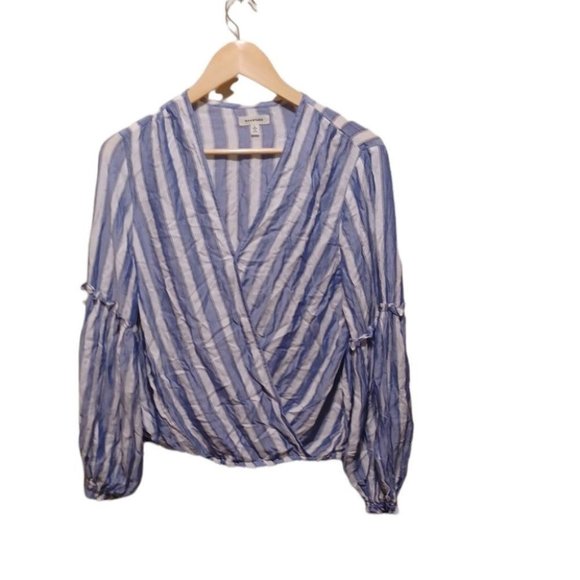 Max Studio  Women's Striped Wrap Blouse Size L - Picture 4 of 8